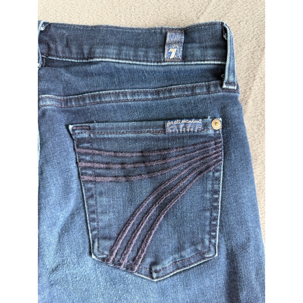 7 For All Mankind Dojo Flare Jeans Dark Wash Embroidered Pocket RU115Y005 29